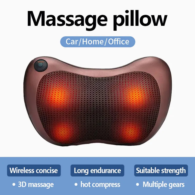 Massage Pillow 3 speed Head Relax Electric Shoulder Back Shiatsu Neck Massager